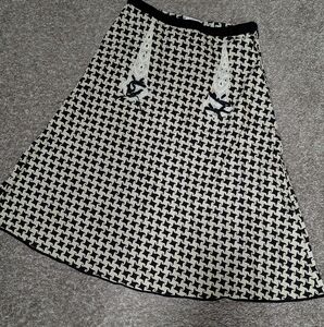 Anthropologie Snak Velvet Bow Houndstooth Corduroy Cotton Skirt Small